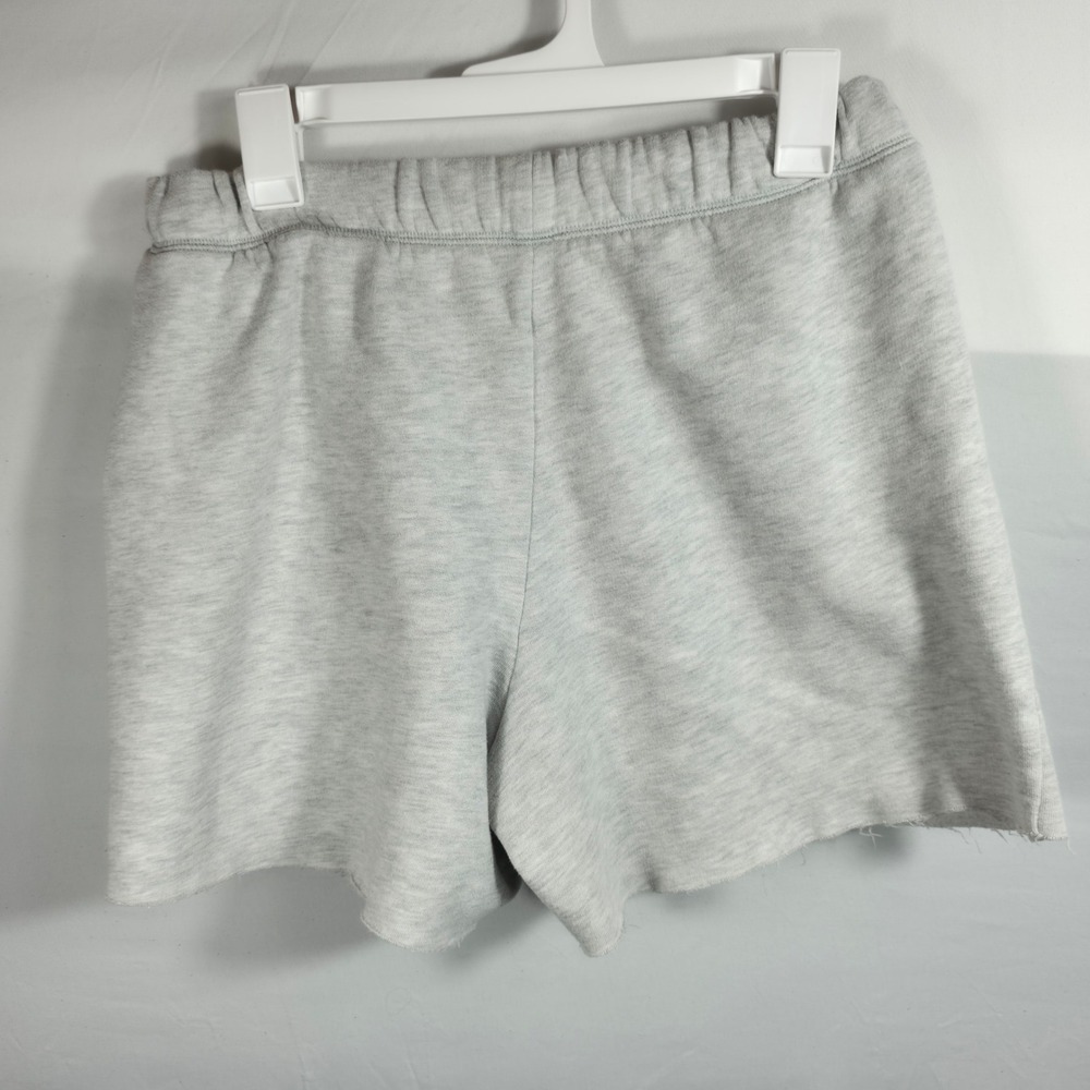 PINK Victoria's Secret Gray Fleece Sweat Shorts Raw Hem Drawstring Pockets M - Picture 2 of 6